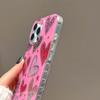 Trendy Love Heart Leopard Glitter Pink Phone Case for IPhone 13 14 15 16 17 Pro Max 15pro Shockproof Soft  Bling Cover