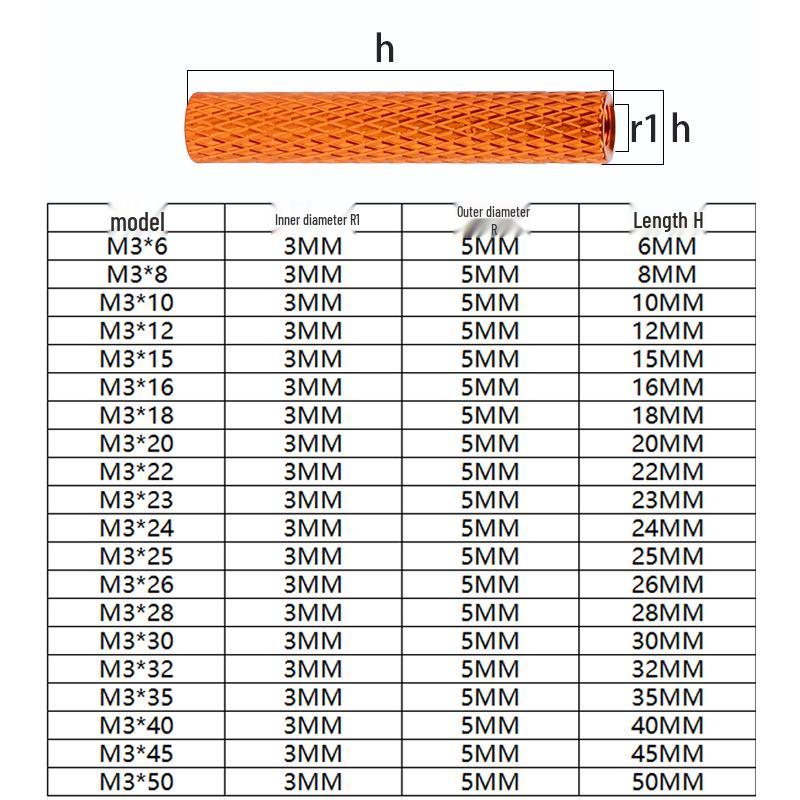 M3 Orange Aluminum Alloy Dual-Hole Mesh Column Connector for Drones