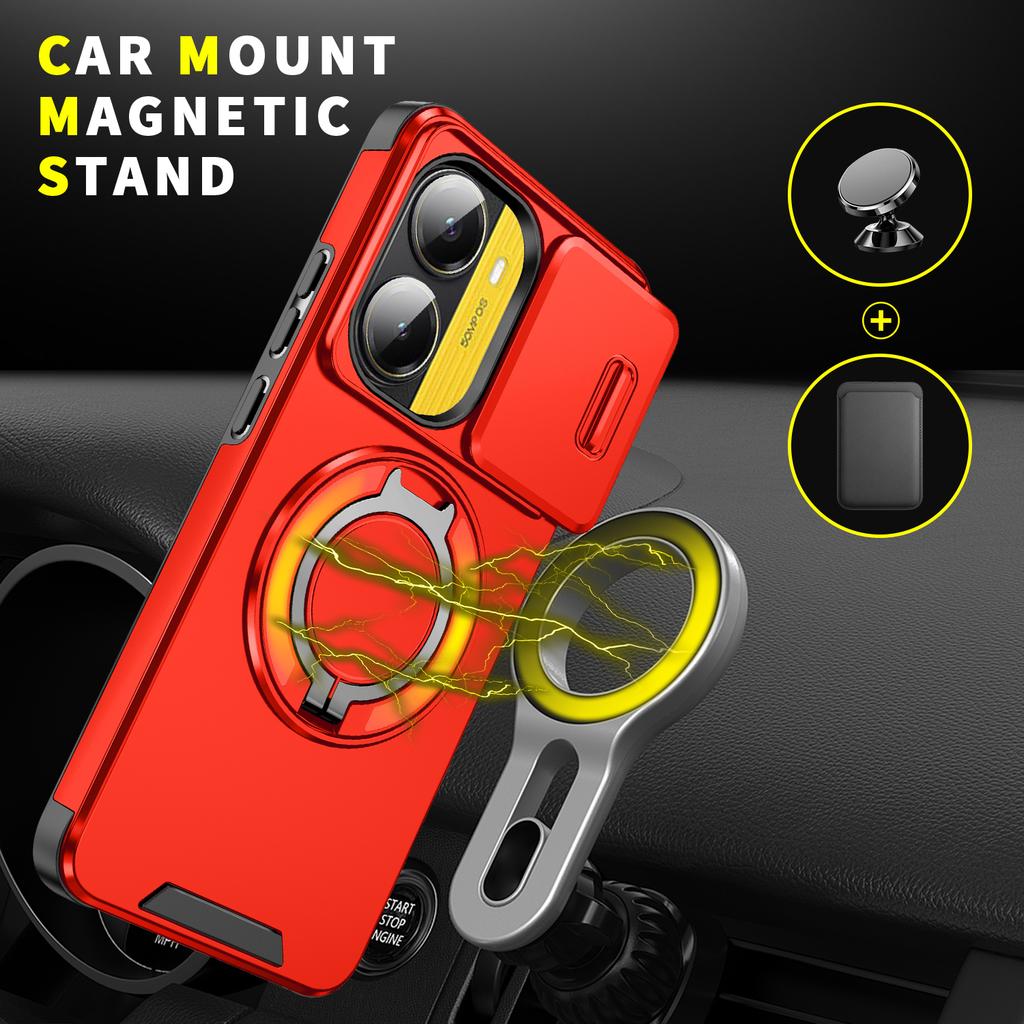 Shockproof Magnetic Case for Xiaomi POCO X7 Pro X6 Pro F7 Ultra C71 C75 M6 Poco X7Pro Pocox7 Slide Camera Lens Stand Protection