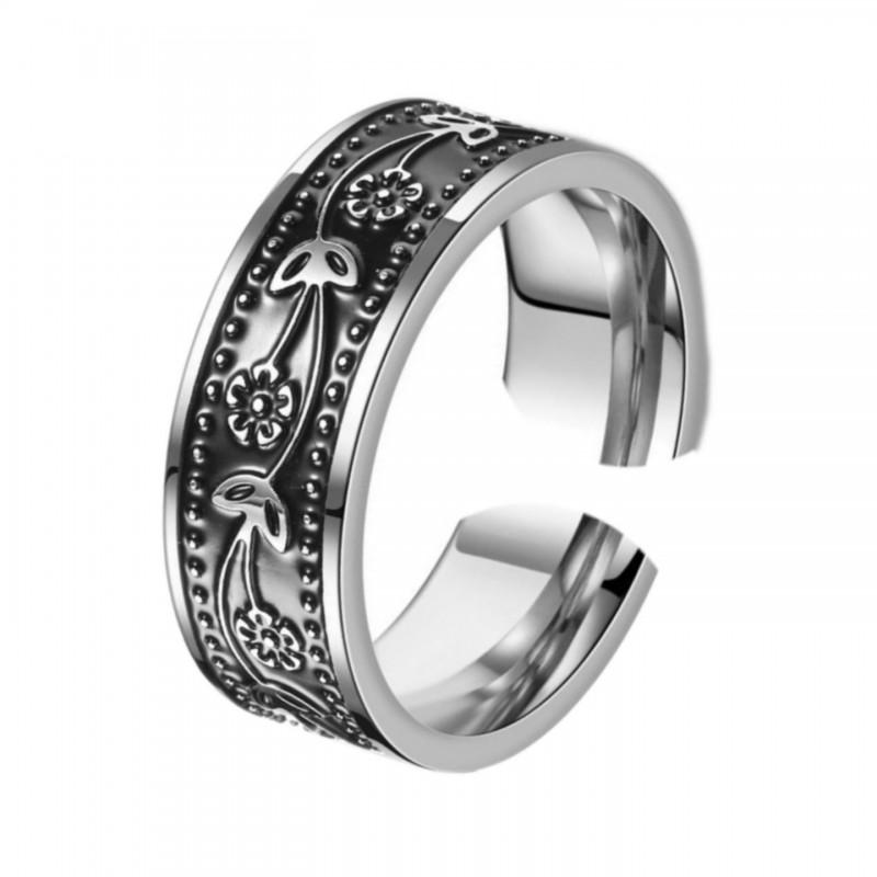 Adjustable Open Ring Men Women Vintage Punk Style With Dandelion Flower Design Copper Electroplated Bohemian Jewelry Adjustable Open Band