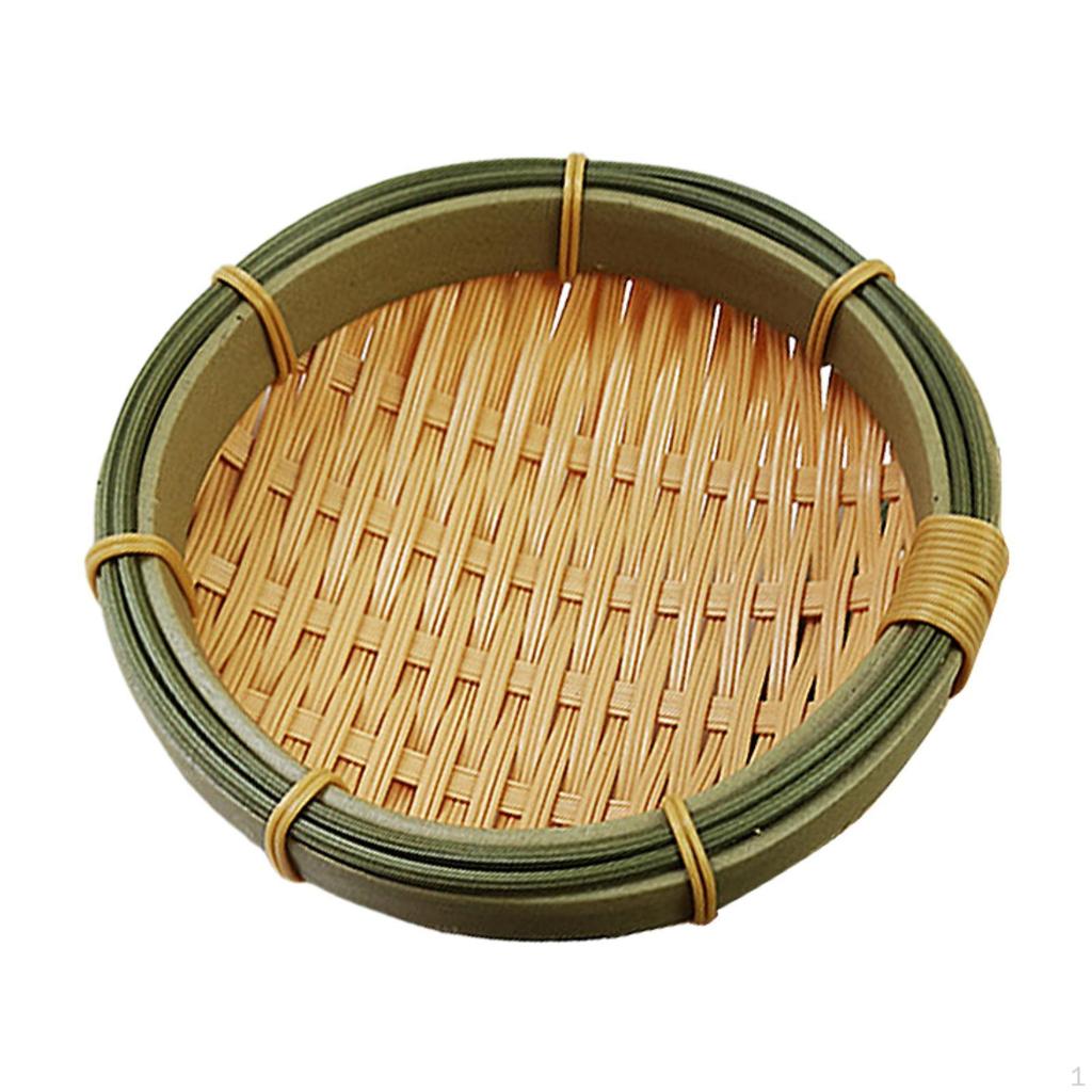 Vävd Korgbricka Bröd Multifunktionell Dekorativ Rund Servering Matförvaringsbehållare