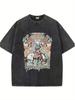 Tricou Retro cu Gât Rotund Spălat Respirabil Absoarbe Transpirația Și Moale Potrivit Pentru Naveta Zilnică Și Îmbrăcăminte Casual Lavabil la Mașină Unisex Tricou Spălat