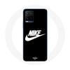 Case for Vivo Y21s 2021 / Y21 2021 White Nike Logo Black Background