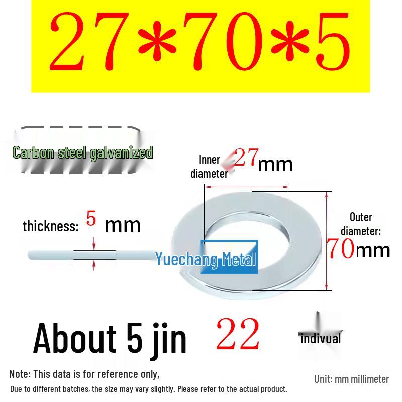 Galvanized Iron Flat and Square Washer Set - Thick, Enlarged, Extra Large, and Special Shapes