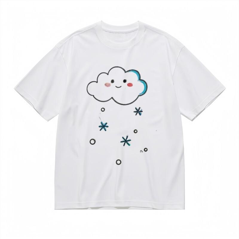 

Women s Machine Washable Classic T-Shirt Playful Animated Cloud Design Cotton XL
