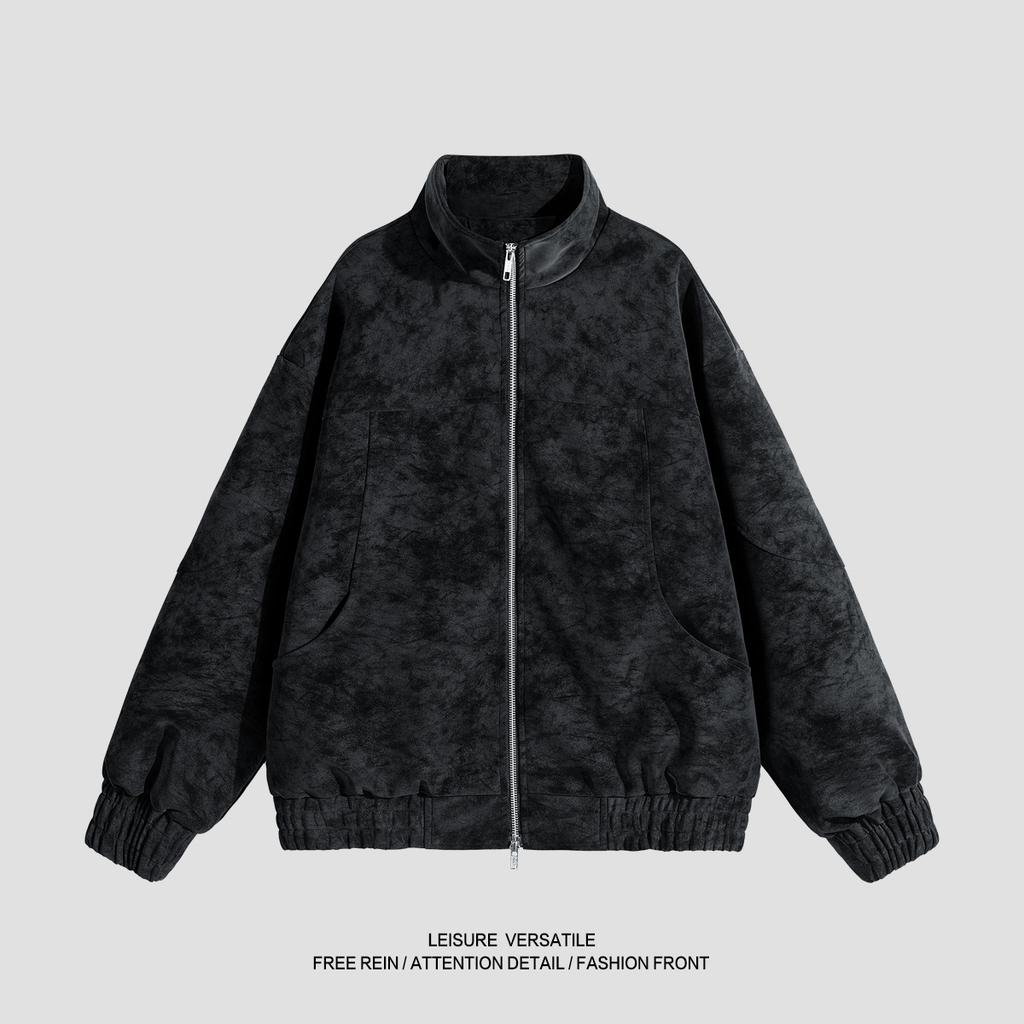 Minimalist PU Leather Jacket Jacket Men's Winter Stand-up Collar Leather Couple Senior Sense Retro Biker Men's Jacket Breathable Work Casual Jacket