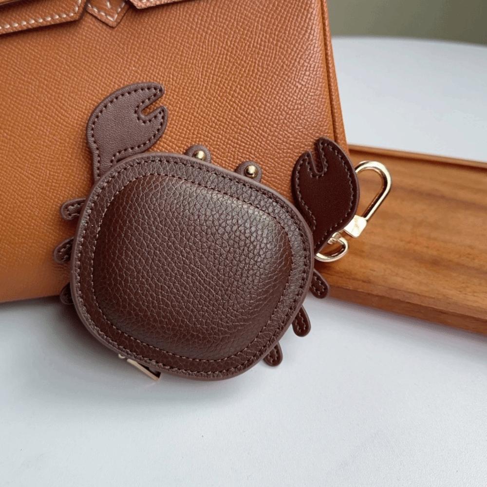 Cartoon Crab Coin Purse Keychain Zipper Small Purse Crab PU Leather Pendant Backpack Hanger Cute Earphone Bag Outdoor