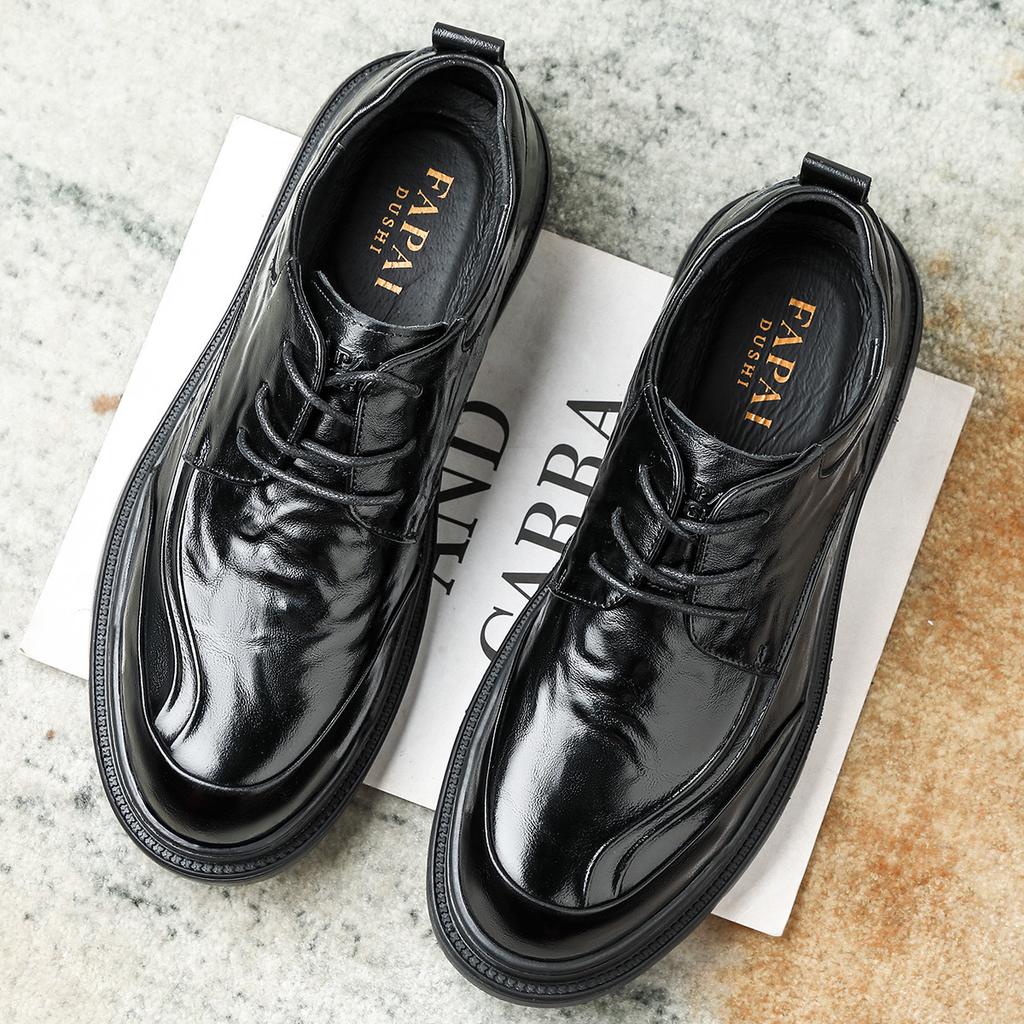 2025 Leather Shoes Men's Leather High-end Fashion Men's Shoes British Style Business Casual Wedding Derby Shoes Dress Commuter