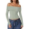 Women's Fashion Sexy One Shoulder Desire Long Sleeve Milk Silk Bottoming Shirt