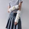 Lace Bow Knitted Gloves Solid Color Fingerless Gloves Kawaii Arm Warmers  Girls