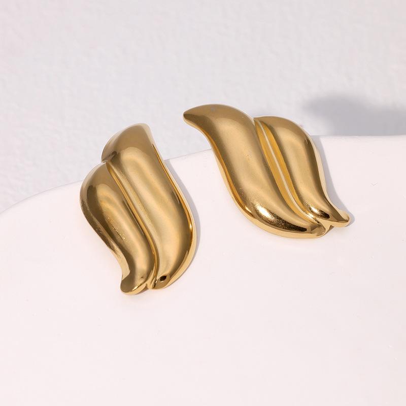 Stainless Steel Wing Smooth Stud Earrings for Women Fashion Gold Color Metal Irregular Water Drop Earrings Jewelry Gifts 2026