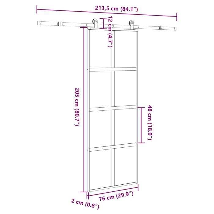 VidaXL Sliding Door Hardware Kit Tempered Glass Aluminum, Sliding Door On Rail, Sliding Door 3333010