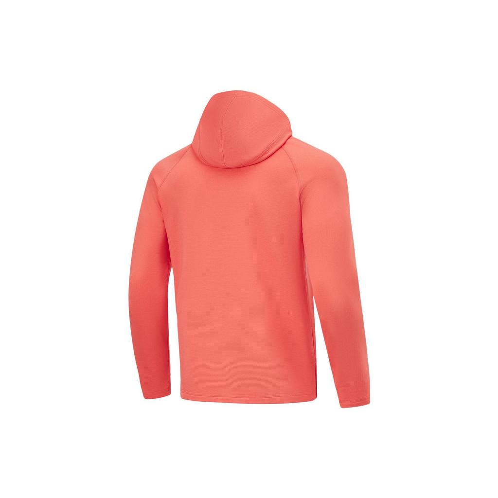 Li Ning T Shirts Men's Phosphorus Red Hooded Thickened And Fleece Lined Straight Fit ATLT105-3