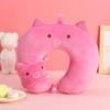 Cute U-shaped Pillow Portable Cartoon Animal Neck Pillow Travel Neck Support Pillow with Eye Mask for Long Flights Office Nap Cervical Spine Health