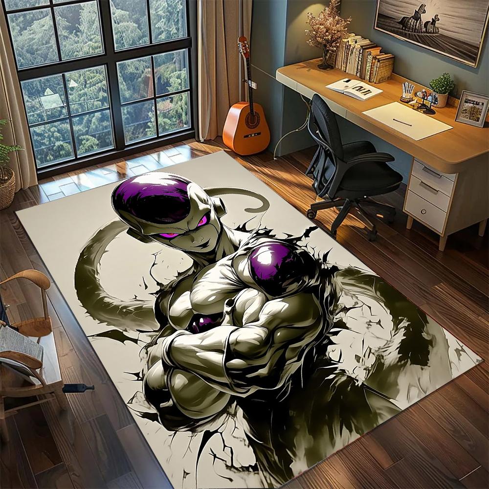 Cool Black Frieza Rug Carpet Large Area Rug Non Slip Washable Floor Mat Gamer Room Bedroom Home Decor