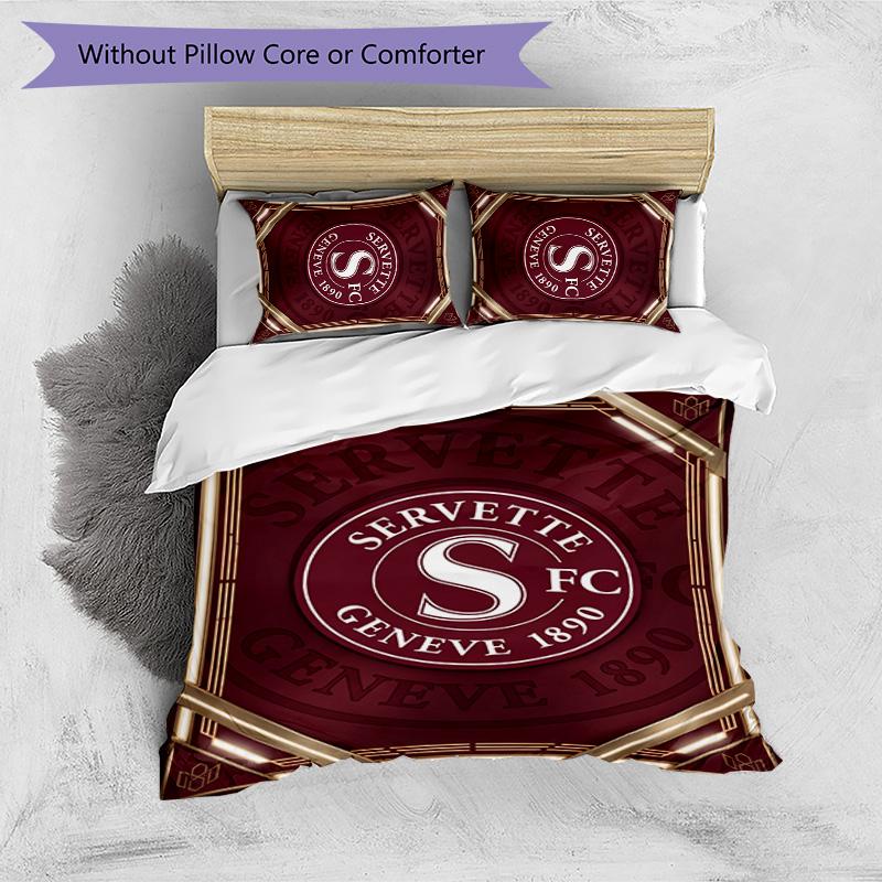 Set Biancheria da Letto 3 Pezzi Stampato Servette FC Traspirante Copripiumino con Federe Biancheria da Letto Decorativa per Camera da Letto Casa