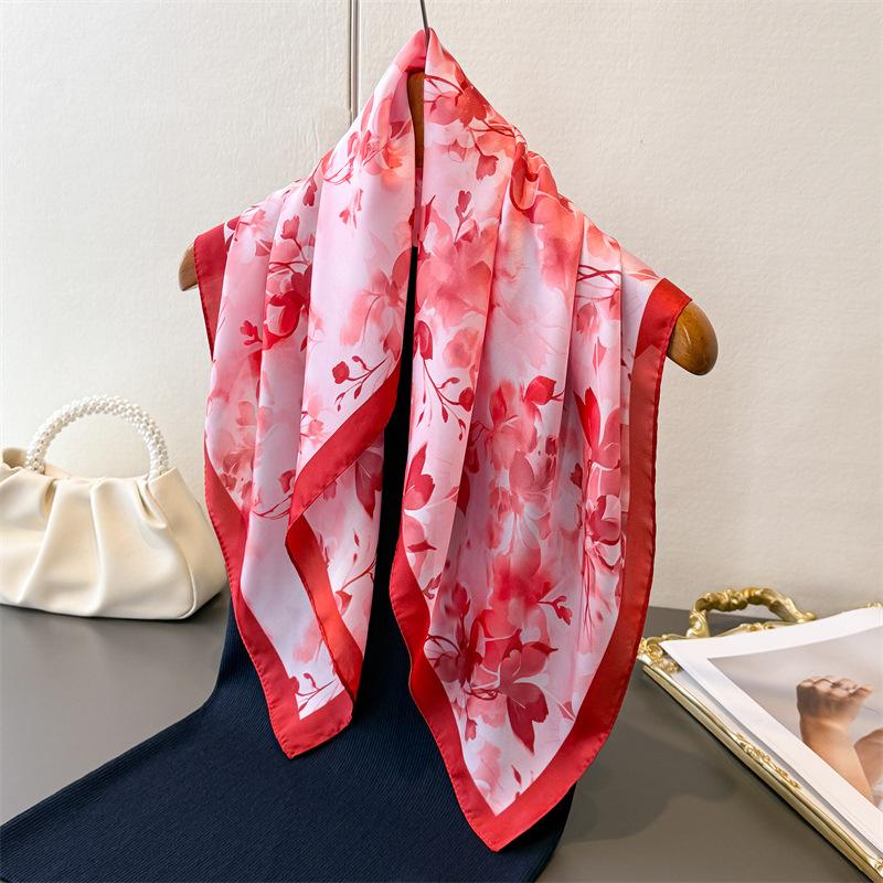 Fashion Floral Print Satin Hairbands Scarf Women 2026 New Elagant Bandana Neck Kerchief Head Bands Foulard Female Scarfs
