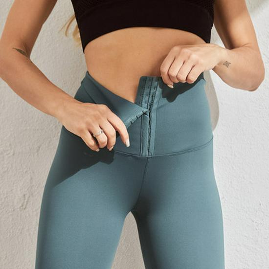 High-Waist Double-Breasted Yoga Leggings for Women - Plus Velvet, Thick, Elastic, Waist Shaper, Hip Lift