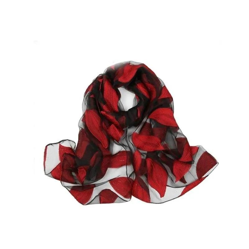 1 Pcs Embroidered Flower Simulation Silk Scarf Transparent Lace Leaf Scarf Sunscreen Shawl Beach Towel Muslim Headscarf