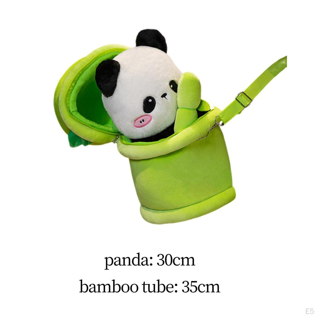Cute Bamboo Tube Panda IS Hiding in Box Cuddly Hugging Soft Plush Pillow Doll Toys for Girlfriend