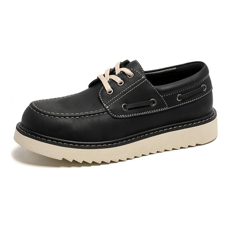 

Мужские ботинки, осенняя кожаная повседневная обувь с высоким берцем, модная хлопковая обувь, ботильоны на плоской подошве, деловая уличная обувь, мужские кроссовки, новые 44 чёрный