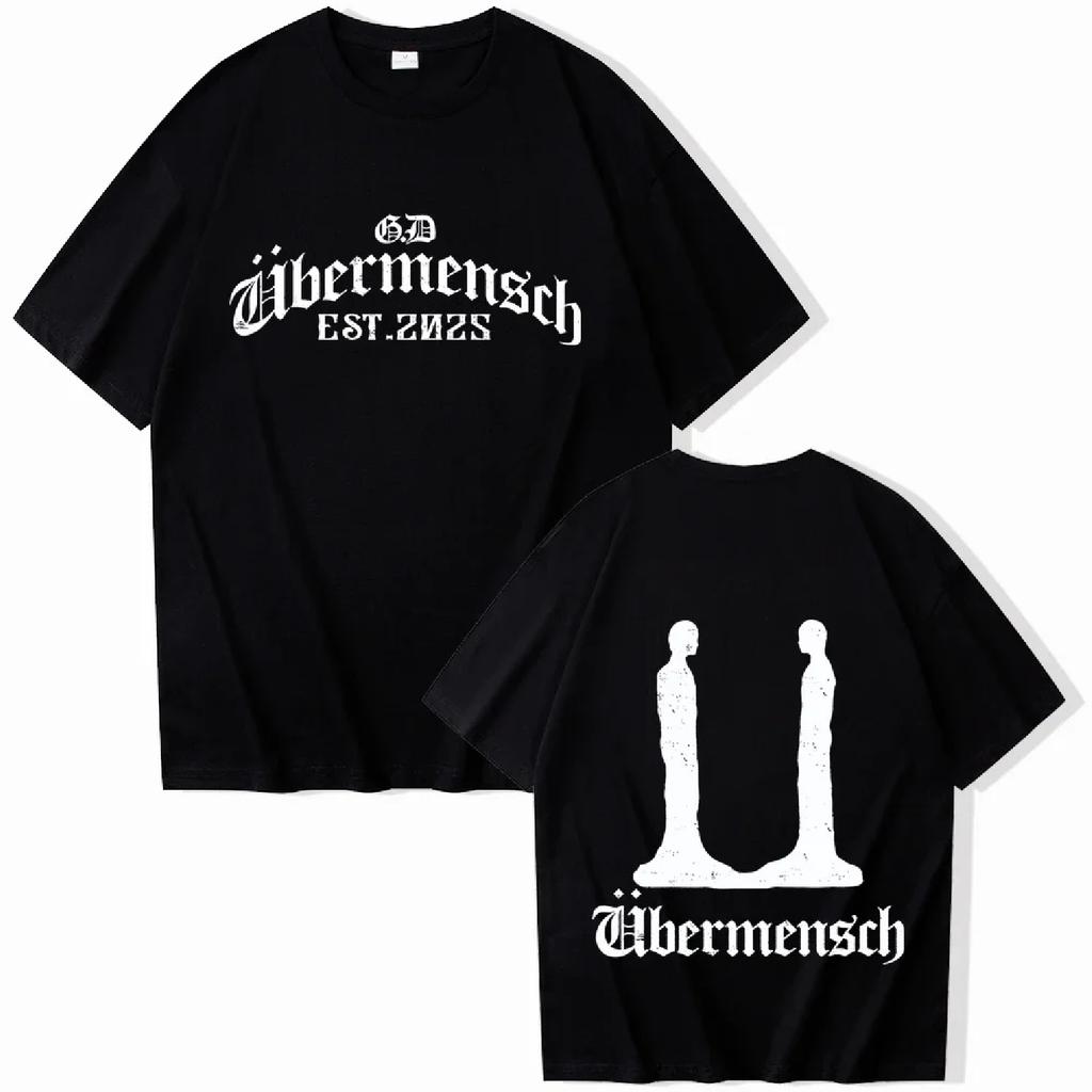 Gdragon Übermensch 2025 Damen T-Shirts Harajuku Rundhals Sommer Lässig Baumwollhemd Oversize Y2k Damenkleidung Frau Kleidung