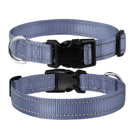 Reflective Dog Collar Nylon Dog Collar with Metal D-Ring Adjustable Fit Safe Dog Collar for Small Large Medium Dogs Night Walking