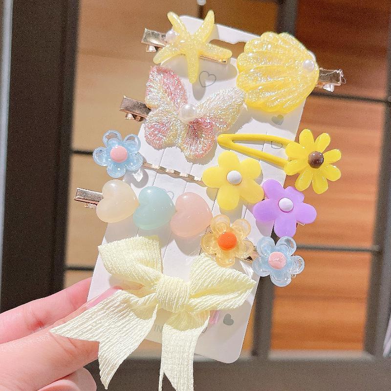 Heart Shape Cute Baby Hairgrips Korean Metal Butterfly Child Hair Accessories Flower Kids Hair Clips for Thick Hair
