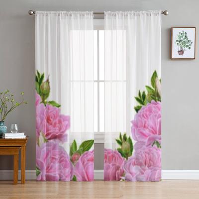 Ghirlanda di tende trasparenti rosa per soggiorno, finestra, tenda in tulle trasparente, tende per camera da letto, decorazioni per la casa