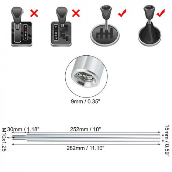 10" Shift Knob Gear Shifter Lever M10x125 Single  for Mitsubishi Aluminum