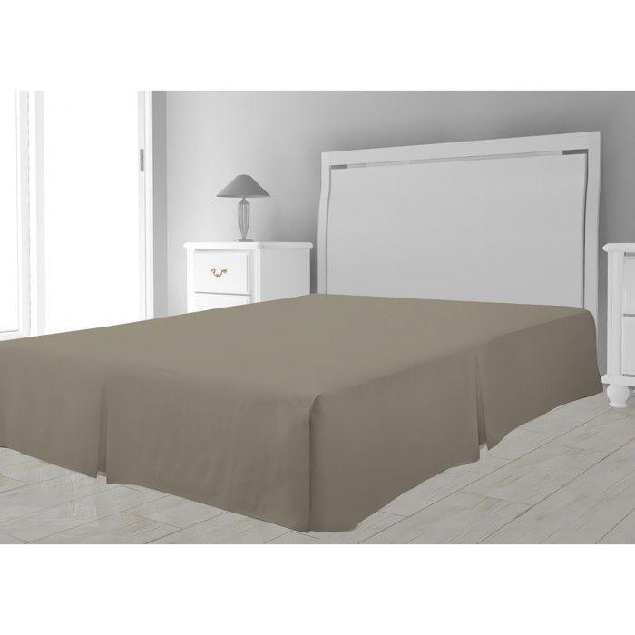Cache sommier - Taupe - 140 x 190 cm - 100% polyester - Style classique - Uni