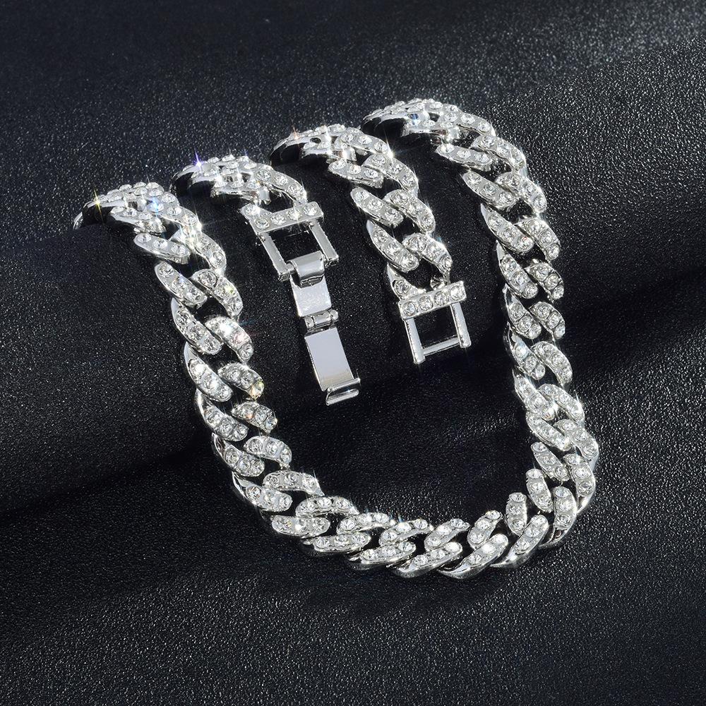New High Quality 9MM Width Miami Cuban Chain Necklace For Men Women Hip Hop Iced Out Bling Charm Chains Necklace Fashion Jewelry