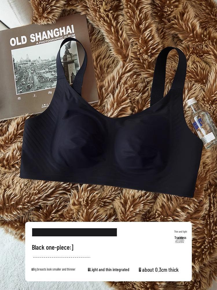 

Женский бюстгальтер-минимайзер: Ультратонкая поддержка, Бесшовный прохладный бюстгальтер с полной чашкой против провисания для лета XL (80D, 85ABC) чёрный