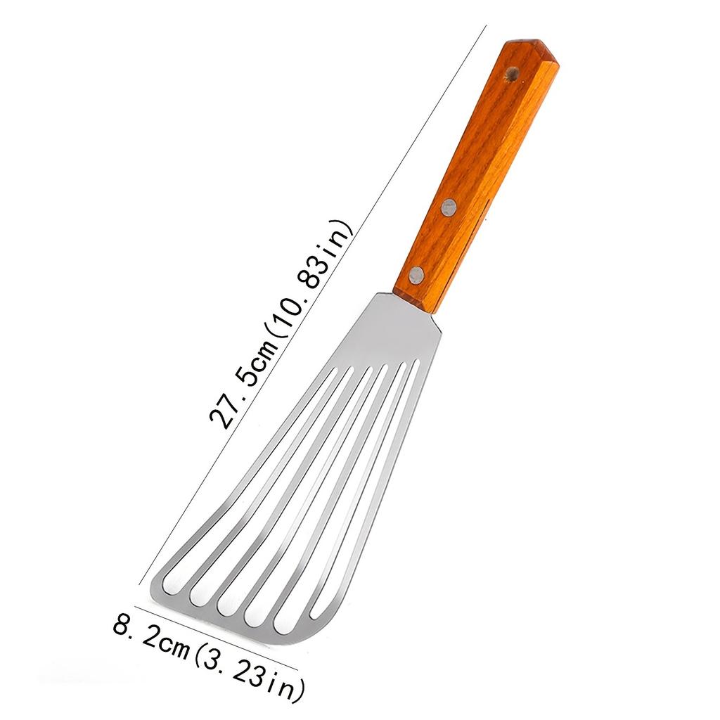 1pc Stainless Steel Frying Shovel For Egg Steak Fish Slice, Non-slip Frying Spatula, Leaky Shovel, Cookware, Kitchen Supplies