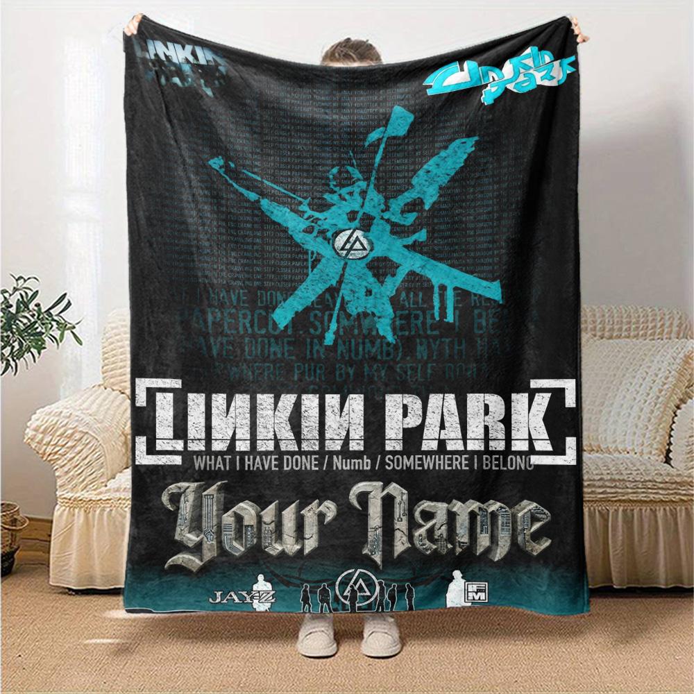 Name Custom Band Logo Linkin-Park Print Flannel Blanket High Quality Warm Comfortable Cover for All Seasons Perfect for Gifts Home Decor