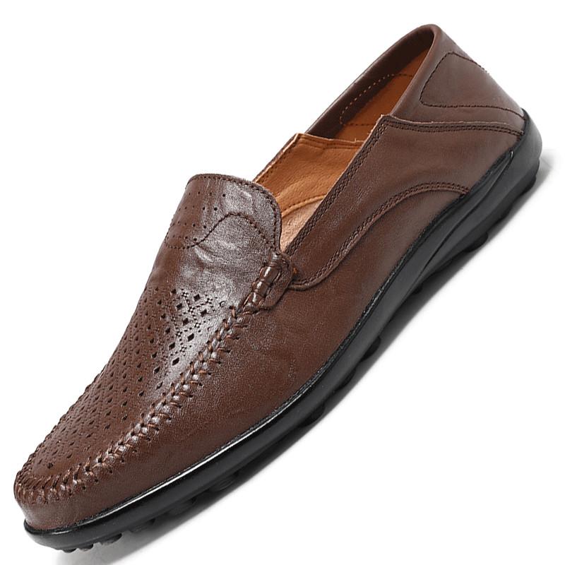 Genuine Leather Men Casual Shoes Luxury Brand Designer Men Loafers Moccasins Breathable Slip on Male Boat Shoes Plus Size 37-47