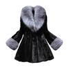 Women's Open Front Coat with Faux Fur Collar And Cuff Casual Long Sleeve Furry Jacket Fall Winter Fuzzy Warm Outerwear