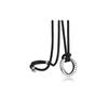 [Bandmax] Ring Necklace for Men, Sunglasses Holder, Stainless Steel Pendant, Leather Long Chain, Simple, Adult, Men's Gift Accessory (Silver)