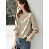 La Chapelle Women's Petite Relaxed Short Round Neck Sweatshirt