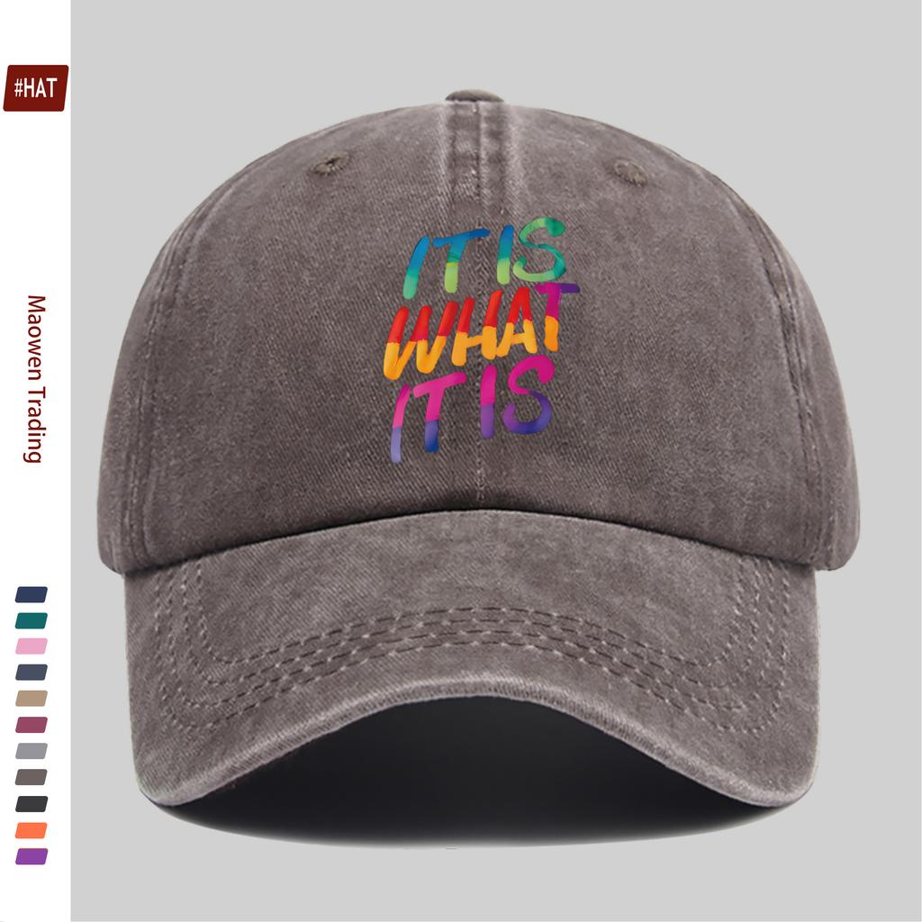 Pc ITISWHATITIS Colorful Gradient Letter Print Baseball Cap Unisex Design Vintage Washable Sun Hat Lightweight DriverS C