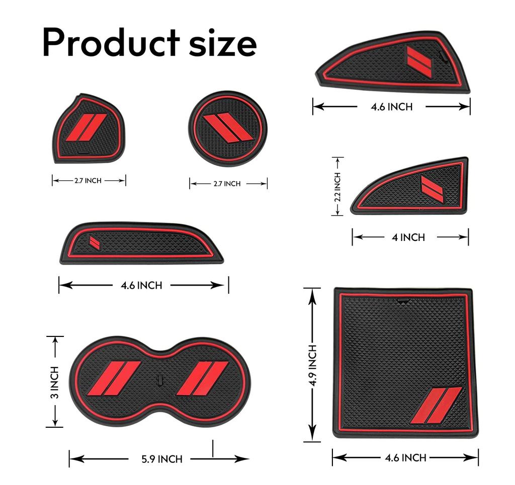 YANWEN Dustproof Trim Mats for Dodge Custom Interior Shifter Cup Holder Door and Center Console 2015-2020 Challenger, Liners, Inserts, Pockets, (11