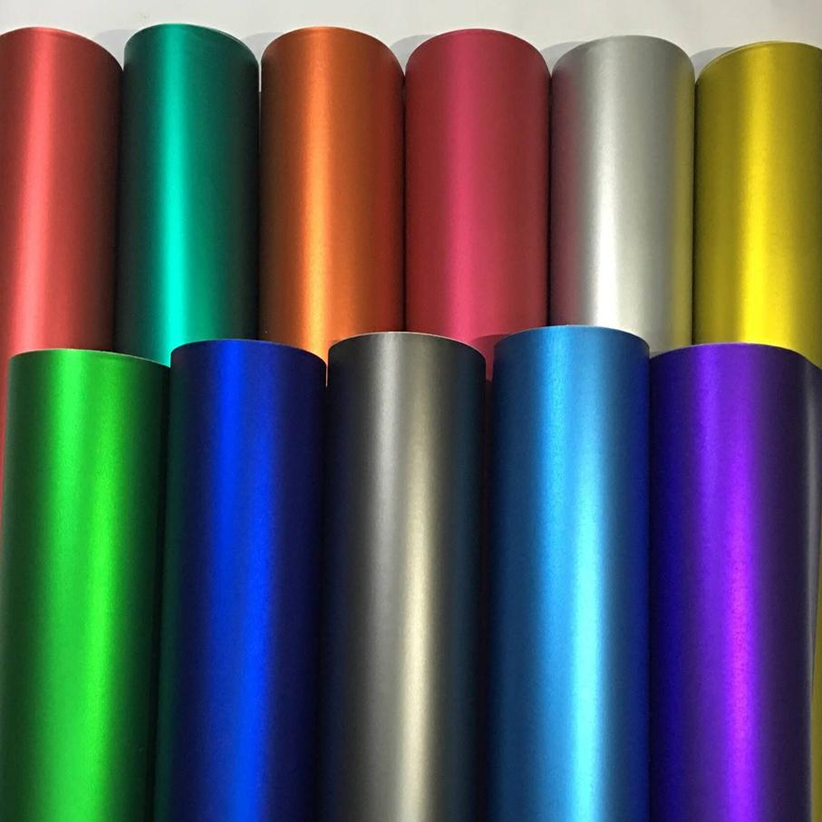 Pellicola Adesiva Auto Cromata Opaca Blu – Effetto Metallizzato Spazzolato – 1m X 152cm, Con Canali Aria Anti-bolle