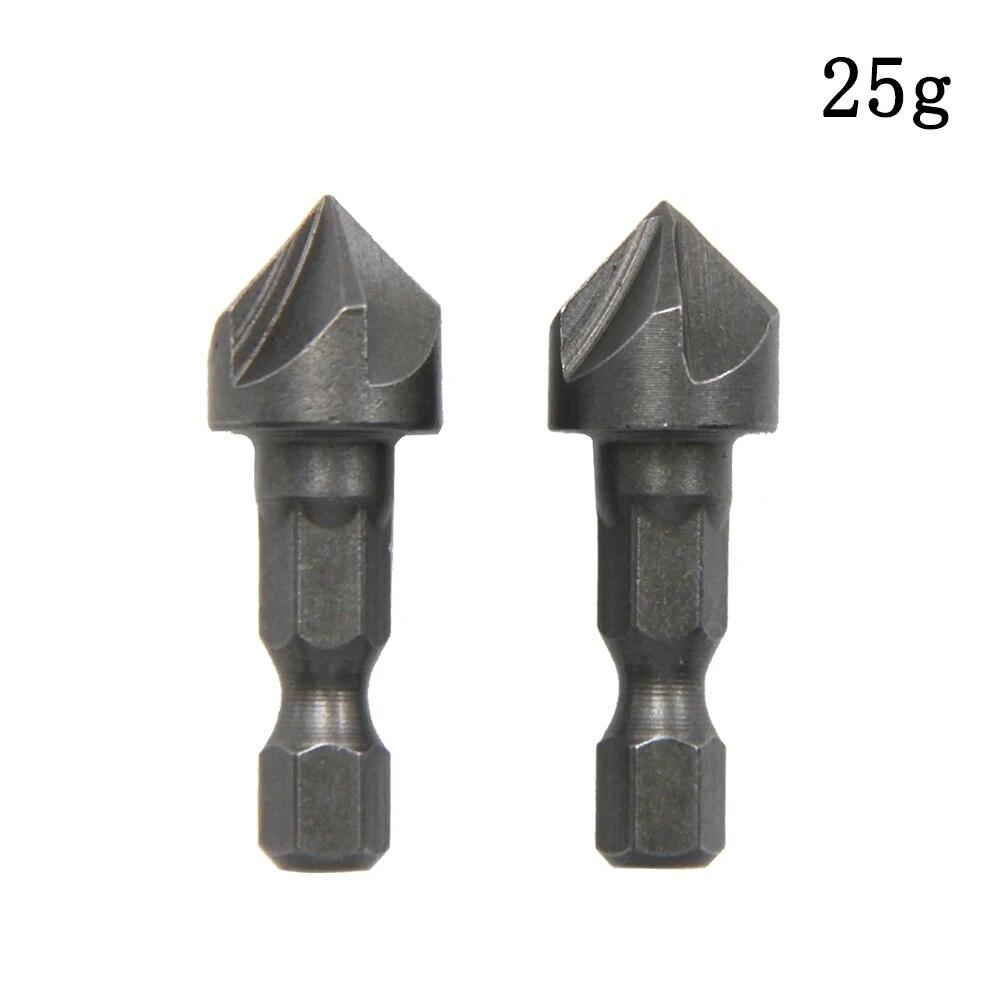 2pc 1/2 Hexagonal Shank Five Blade Countersunk Drill 12.5mm 5pc Woodworking Hole Opener Spot Facer Deburring Drill Bit Set