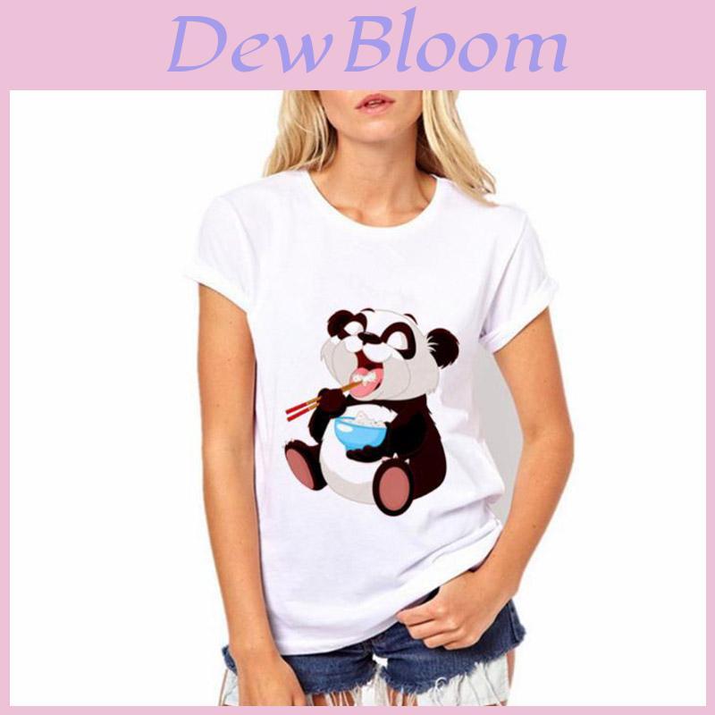 Stylische Damen T-Shirt Tops mit entzückendem Panda-Print für den sommerlichen Freizeitlook