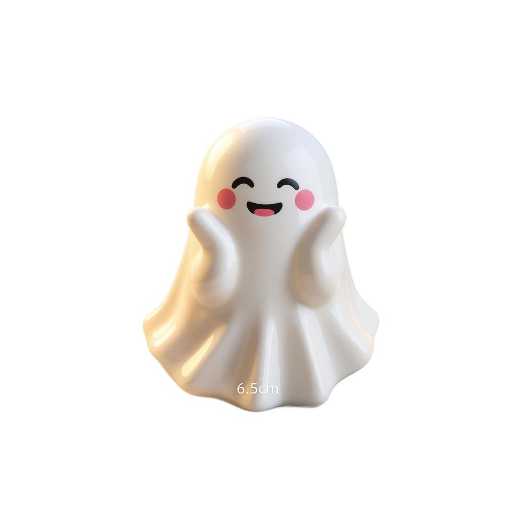 Mini Ghost Figurine Halloween Decorative Accent for Home Office Tabletop Desktop Ornament Ceramic Material Cute Design
