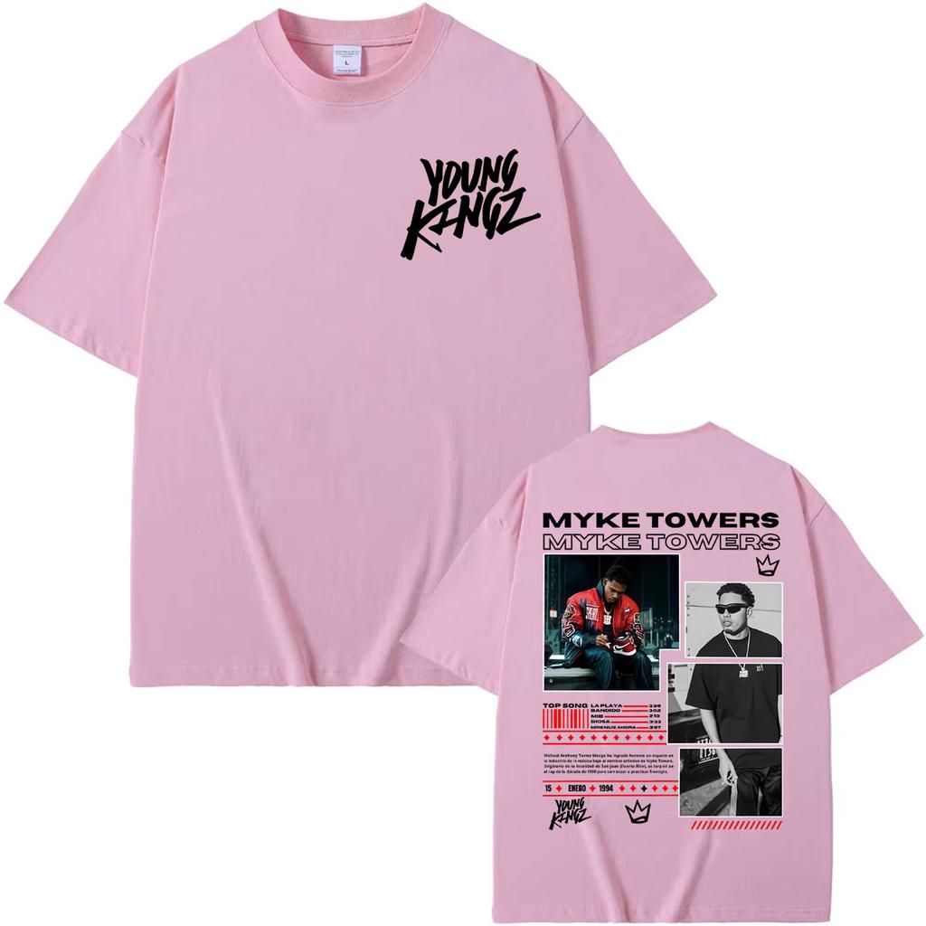 Rapper Myke Towers Young Kingz 2026 T Shirts Unisex Women Clothing Fashion Hip Hop Trend Tshirts Summer Casual 100 Cotton T Shirt