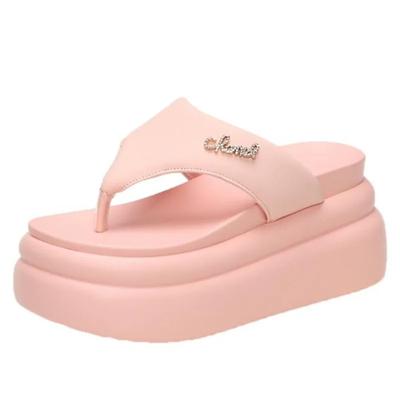 Ciabatte da Donna con Clip per Dita Piattaforma Chunky per l'Estate Zeppa 7.5CM Infradito Donna Nere Slip-On Sandali a Fondo Spesso