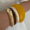 Vintage Amber Smudged Acrylic Wide Bracelet, Exaggerated Wind Geometric Smooth Resin Bracelet