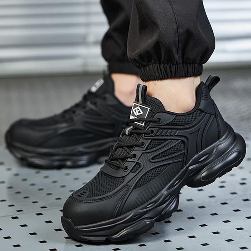 Black Safety Shoes Men Lightweight Comfort Work Sneakers Puncture-Proof Steel Toe Shoes Work Boots Protection Shoes Non-Slip