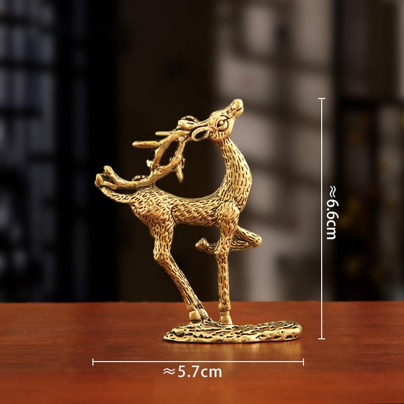 S-1 Pc Deer Ornament Deer Statue Miniature Sika Miniature Figurines Solid Brass Tabletop Decoration Deer Sculpture Ornaments